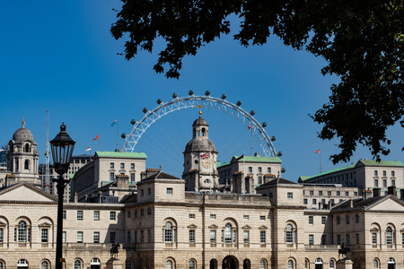 London Eye behind Household Cavalry Museumのeditorial素材