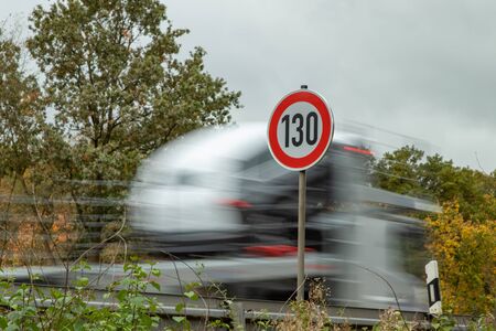 speed limit sign 130 at autobahn, highway Germany