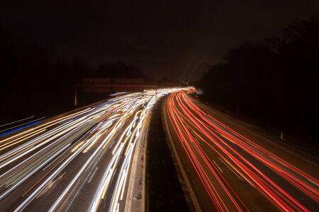 highway in the dark, headlight lights