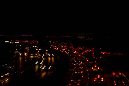 highway in the dark, headlight lights