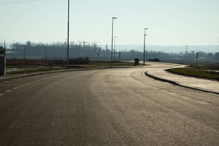 perspective view on a road, no carsの写真素材