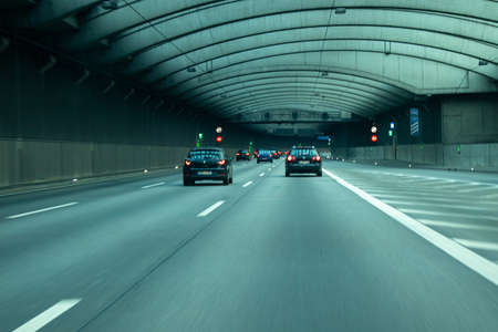 Cologne, NRW, Germany 07 02 2020, tunnel on A1 before intersection Cologne Westのeditorial素材