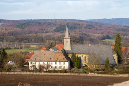 Herdingen, NRW, Germany, 12 12 2020, view of oelinghausen monastery, landscapeのeditorial素材