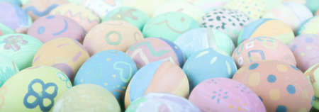 painted eggs as easter background, decorationの写真素材