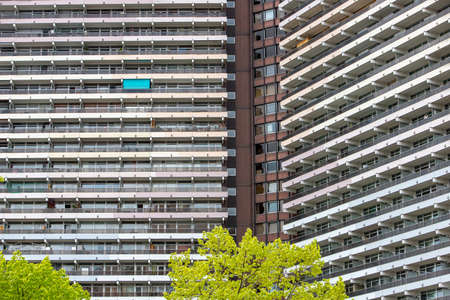 Cologne, NRW, Germany, 05 03 2021, frontal view on Unicenter apartment building with balconiesのeditorial素材