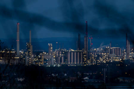 Wesseling, NRW, Germany, 04 27 2021, View of a refinery factory in the evening lightのeditorial素材