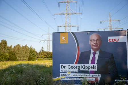 huerth, NRW, Germany, 08 15 2021, election posters for the federal election 2021, CDU christian democratic unionのeditorial素材