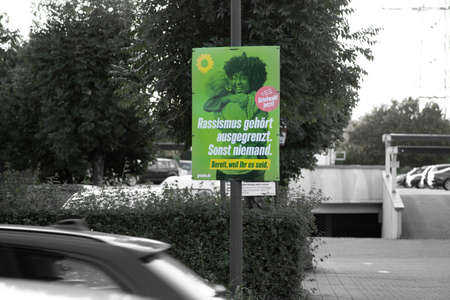 huerth, NRW, Germany, 08 15 2021, election posters for the federal election 2021, green partyのeditorial素材