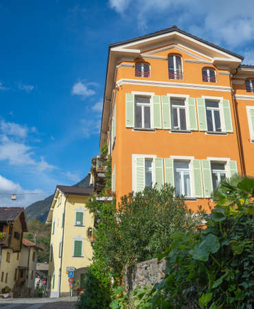 Malvaglia, Switzerland - October 11th 2020: Historic buildings in the centreのeditorial素材