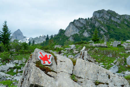 Trailmark of the Zwerg Bartli walk, a hike for children in Switzerland