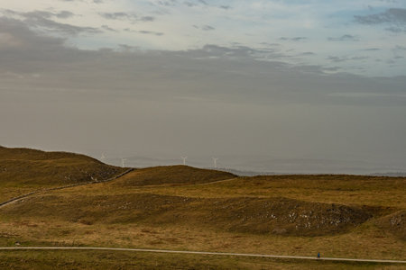 View from Chasseral - a Swiss mountain - over the hills of the Jura massifの写真素材