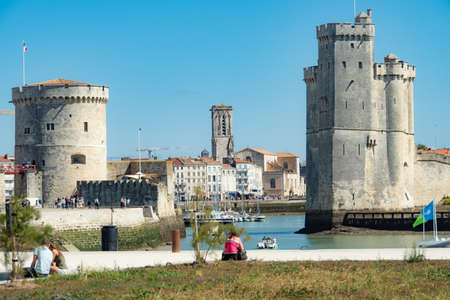 La Rochelle, France - August 26th 2018: View through the citadel into old cityのeditorial素材