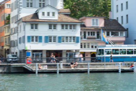 Zurich, Switzerland - August 20th 2021: Old tram car in the historic centreの写真素材