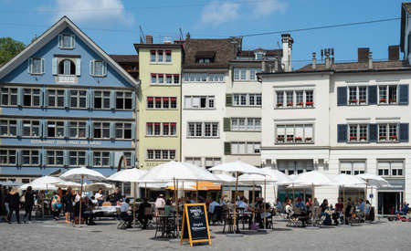 Zurich, Switzerland - August 20th 2021: Famous historic Muensterhof in the city centreのeditorial素材