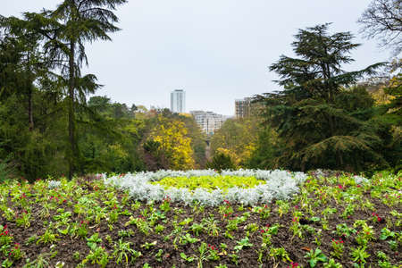 Paris, France - November 15th 2021: View from Parc de Buttes-Chaumont towards the eastern city.の写真素材