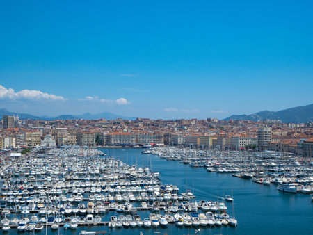 Marseille, France - Panoramic view over the famous old harbourの写真素材