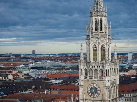 Munich, Germany - December 31st 2022: View towards the neo-gothic tower of the town hallのeditorial素材