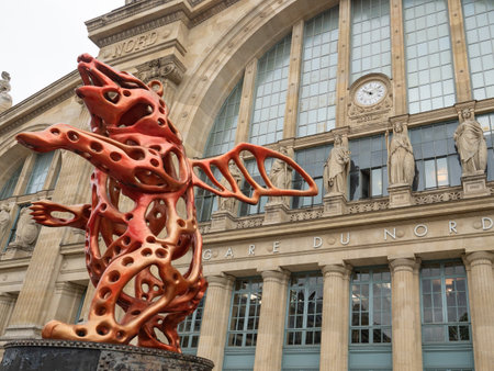 Paris, France - May 11th 2023: Historic facade of Gare du Nordのeditorial素材