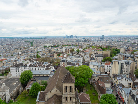Paris, France - May 8th 2023: View over historic buidings and quarters towards the wide city landscape.のeditorial素材