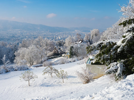 Zurich, Switzerland - December 12th 2023: Amazing view over the city on a clear winter dayの写真素材