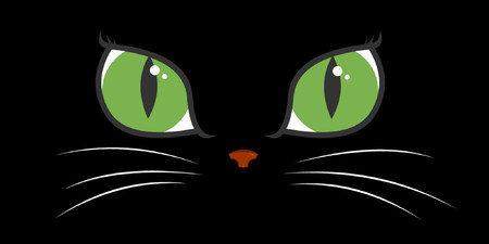 A black cat with big green eyes.のイラスト素材