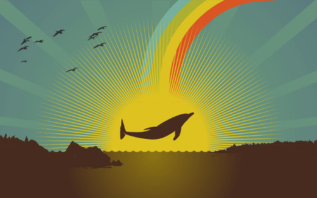 A dolphin jumping out of the water.のイラスト素材