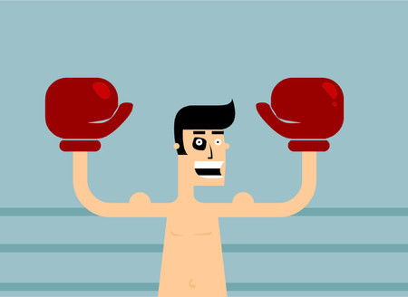 The winner in a boxing match.のイラスト素材