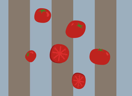 Some whole tomatos and sliced tomatos.のイラスト素材