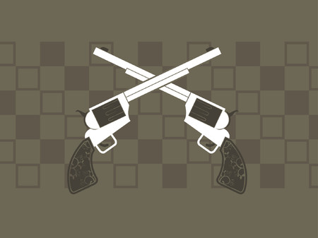 Two revolver guns crossed against a background.  のイラスト素材