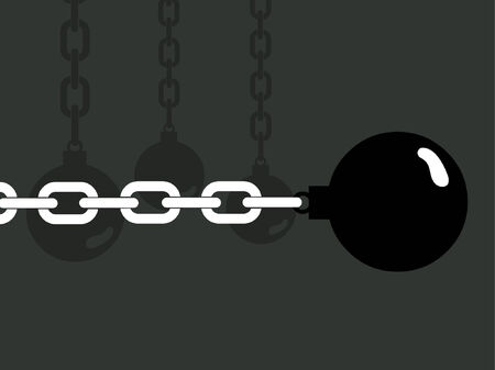 A black weight ball used for walking restraint.のイラスト素材