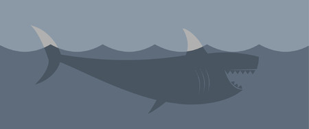 A deadly great white shark in the ocean.のイラスト素材