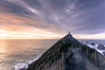 Nugget Point Lighthouse in New Zealandの写真素材