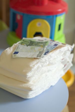 euro and diapersの写真素材