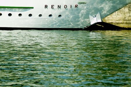 boat on the seine in parisの写真素材