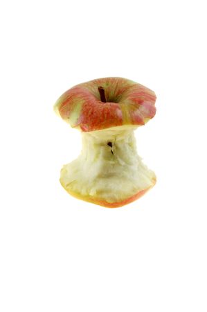 Apple bite on a white backgraundの写真素材