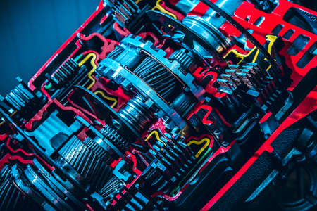 Car gearbox. Transmission closeup at the service stationの写真素材