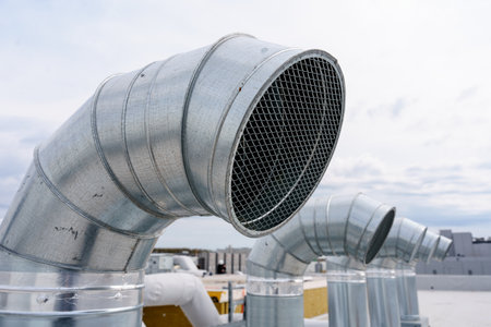 The air conditioning and ventilation system of a large industrial buildingの写真素材