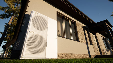 Heat pump of air-water technology for the home.の写真素材