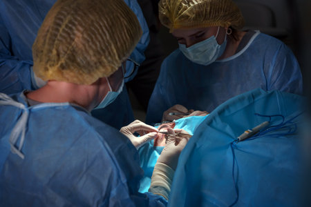 Blepharoplasty plastic surgery. Rejuvenation of the area around the eyesの写真素材