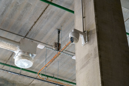 The digital security camera inside the warehouse