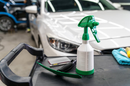 Tools for sticking protective film on the carの写真素材