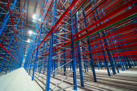 A male architect in an empty commercial warehouseの写真素材