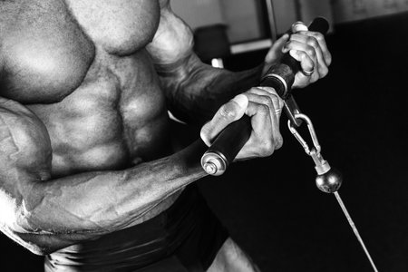 Hands athlete. Exercise for biceps