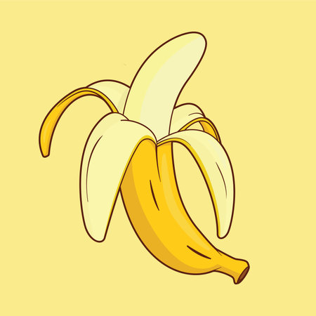 Banana design over yellow background, vector illustration. No gradients.のイラスト素材