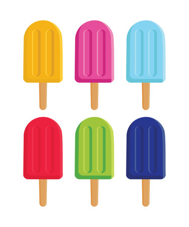 Set of ice cream on a stick. Vector illustration in flat styleのイラスト素材