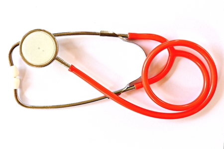 Stethoscopes on a white background.の写真素材