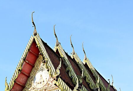 temple and  gable apex on blue sky background