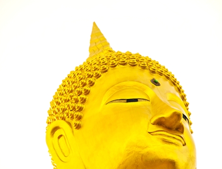 Golden Buddha on a white background.Cut the chin to the head.の写真素材