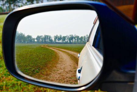 New perspectives seen through the car's side mirror Differentiate from the original image.の写真素材