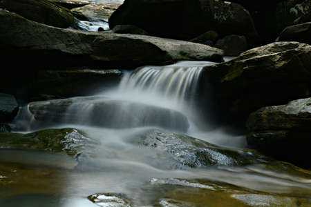 Tad Thong Waterfall in Khao Wong District Kalasin Province, Thailand on low water daysの写真素材